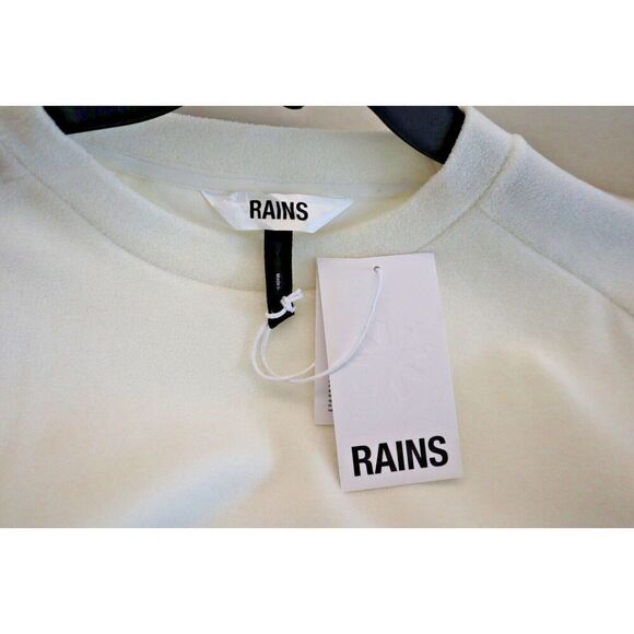 RAINS 18390 Men's Sz S Fossil Off-White L/S Fleece Pullover Sweatshirt - Picture 3 of 8